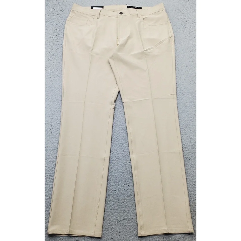 Dunning Golf Chino Pants Mens 36/32 Tan Performance Stretch Quick Dry D7S21P068